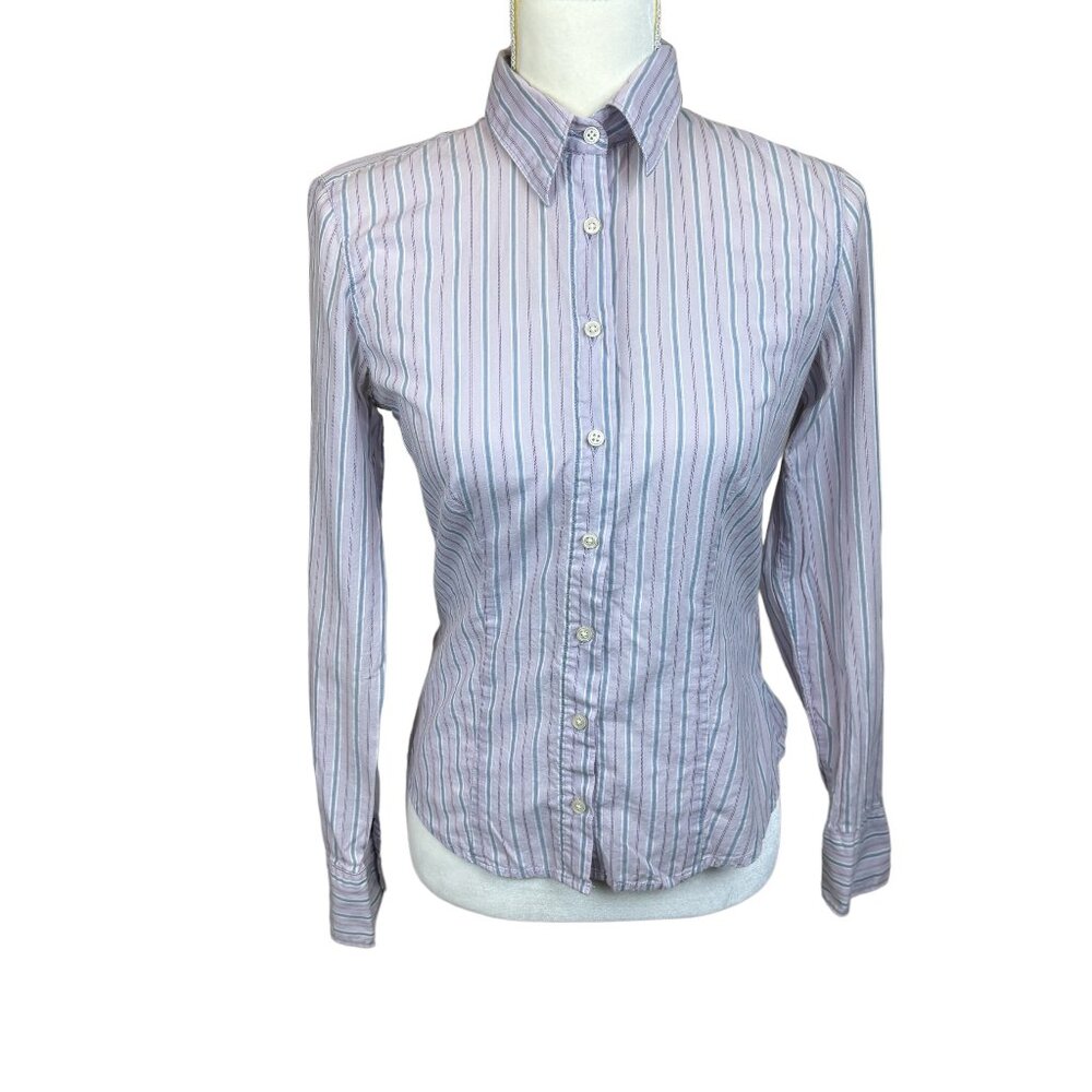 American Eagle Outfitters blouse, size 2, Sheer, striped, button-front, dressy